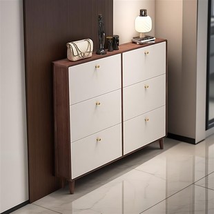 进门口家用鞋 柜斜放式 架超大楼道室外 翻斗鞋 全实木大容量超薄窄款