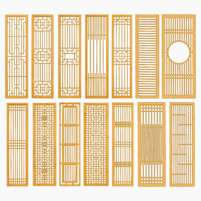 屏风隔断客厅实木雕刻木格栅镂空花格新中式入户仿古门窗玄关定做