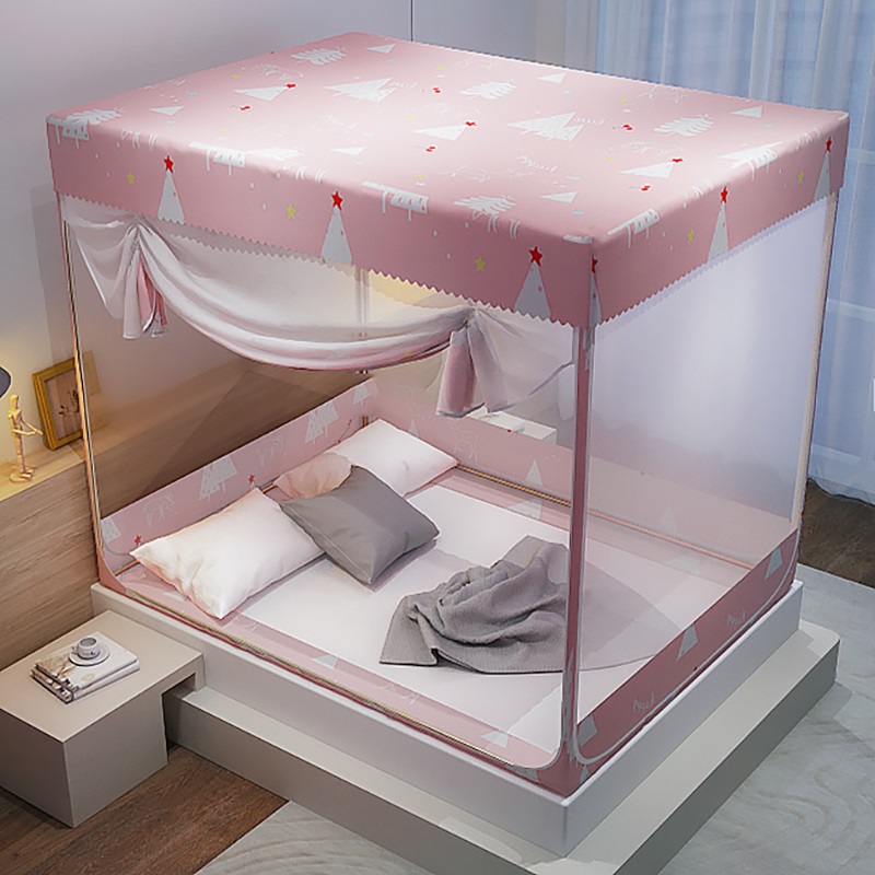 蒙古包防摔儿童 蚊帐家用方便拆洗床帘一体式支架拉链回底回字底