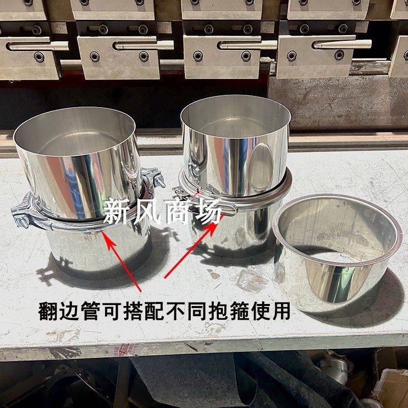 不锈钢风管接头通风管道抱箍快装接头白铁皮法兰活接翻边镀锌管 - 封面