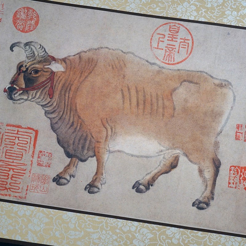 五牛图高清微喷印刷卧室装饰古代名挂画春节乔迁送礼品卷挂轴定制图片