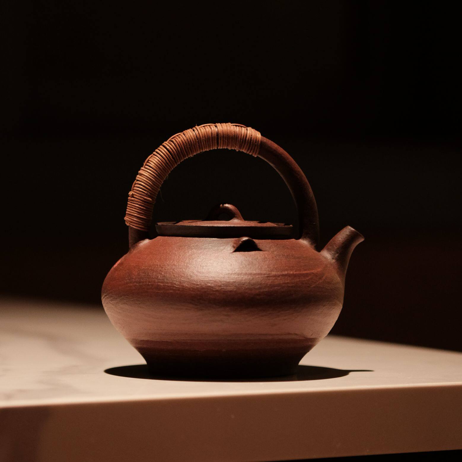 藏器堂 半斋茶壶红粉引桃月土瓶提梁壶煮茶壶泡茶壶复古家用茶具