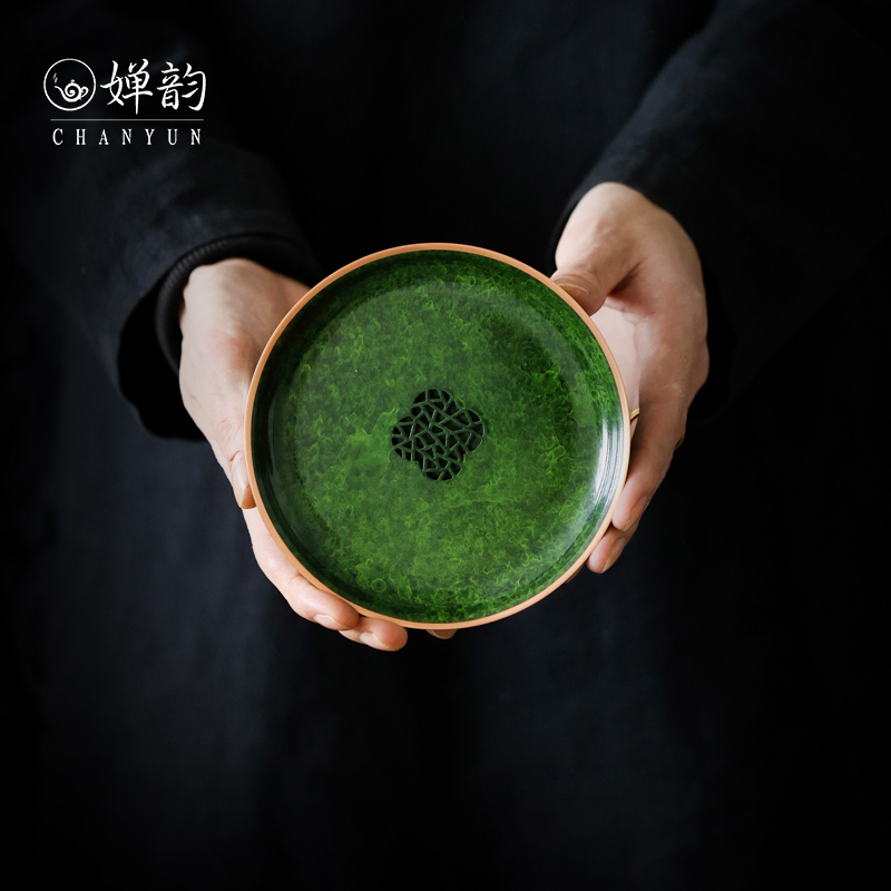 复古紫铜孔雀绿壶承茶承茶托