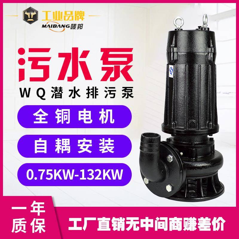 WQ无堵塞污水泵杂质潜污泵排污泥提升水泵QW不阻塞潜水排污泵380V