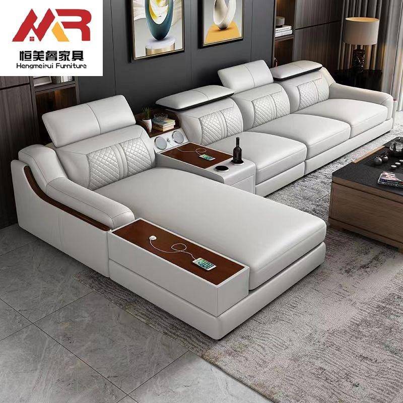 皮沙发组合工厂直销简约现代客厅功能沙发大户型L型转角皮艺沙发