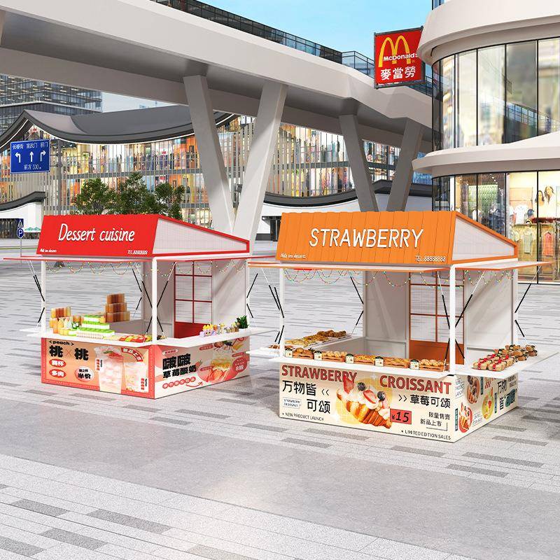 美食街展示架户外小吃摆摊架公园景区促销架商业活动夜市摊位餐车