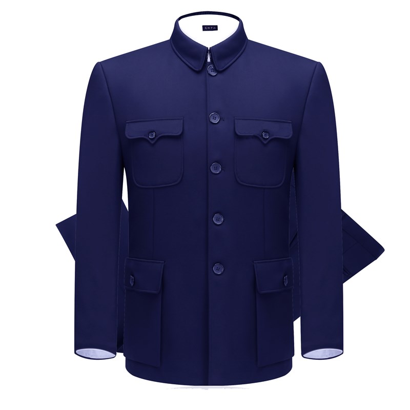 秋冬加绒中山装男套装中老年棉衣加厚父亲装爷爷老人中山服外套