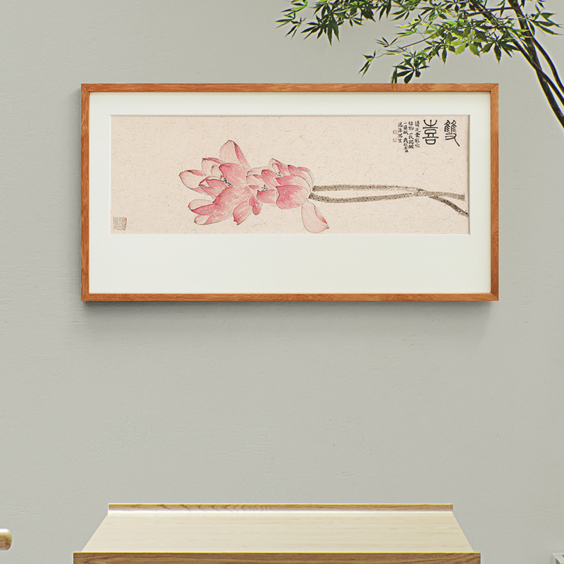新中式荷花挂画禅意餐厅卧室床头瑜伽馆莲蓬日式民宿样板间装饰画图片
