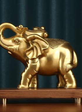 2022年新款吉象纯铜大象一对吉象摆件客厅办公室居家装饰品x