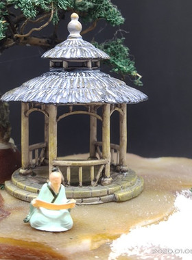 读书看书古人物小摆件奇石盆景鱼缸沙盘枯山水微景观造景树脂道具