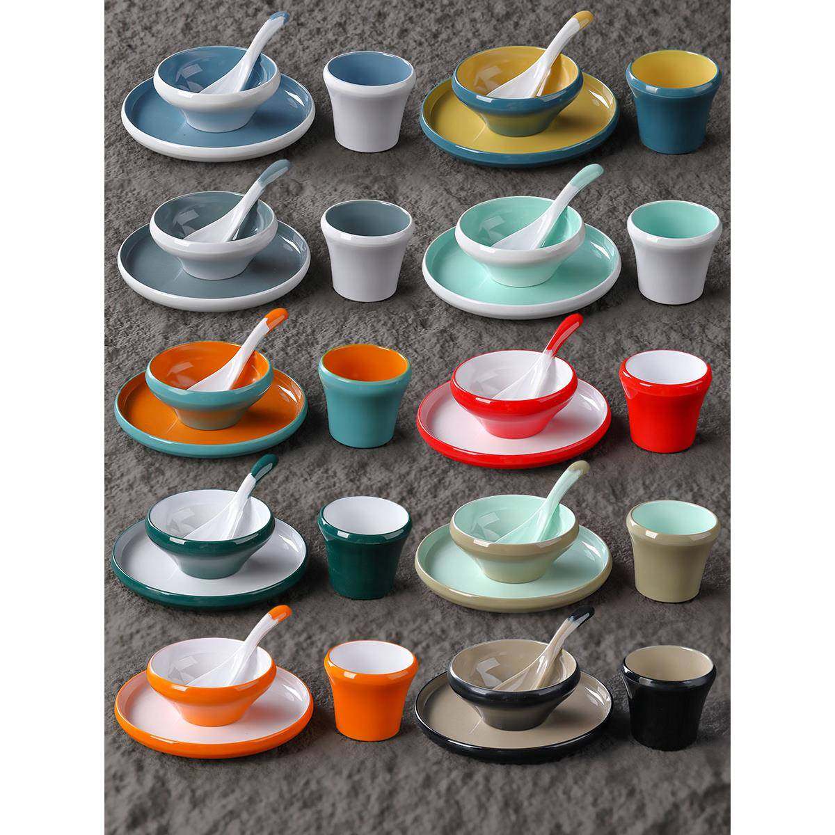 密胺摆台餐具四件套酒店饭店火锅店餐具碗碟勺杯套装仿瓷塑料商用,餐饮具,碗,淘宝优惠券,粉丝福利购,淘宝优惠卷