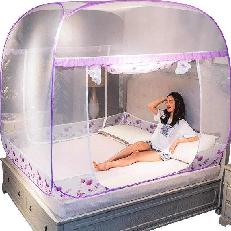 免安装蚊帐家用1.8m床1.5m蒙古包防摔儿童1.2支架全封闭拉链式2米