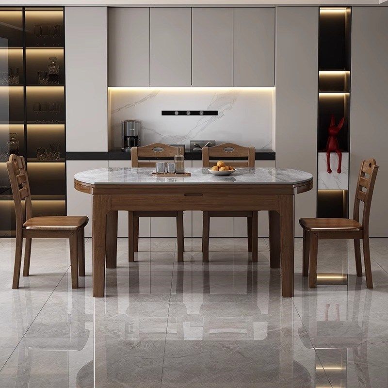 实木岩板餐桌家用小户型可变圆桌2025新款现代简约伸缩电磁炉饭桌,住宅家具,岩板餐桌,淘宝优惠券,粉丝福利购,淘宝优惠卷