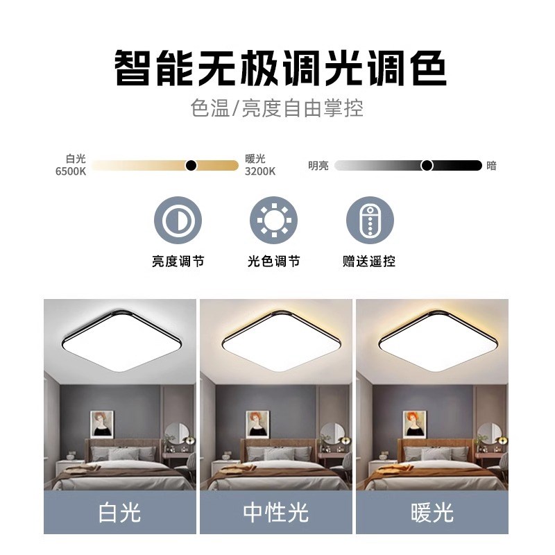 LED超薄客厅灯现代简约大气房间卧室长方形主灯套餐餐厅吸顶灯具