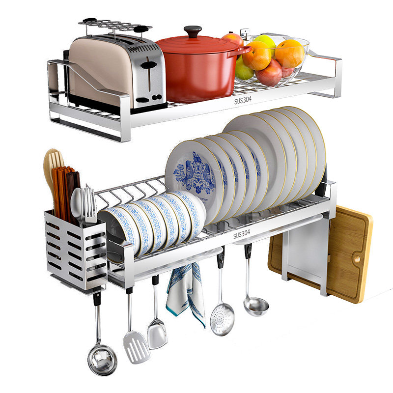 免打孔304不锈钢厨房水槽置物架壁挂式墙上碗碟收纳架碗架沥水架,厨房/烹饪用具,碗架,淘宝优惠券,粉丝福利购,淘宝优惠卷