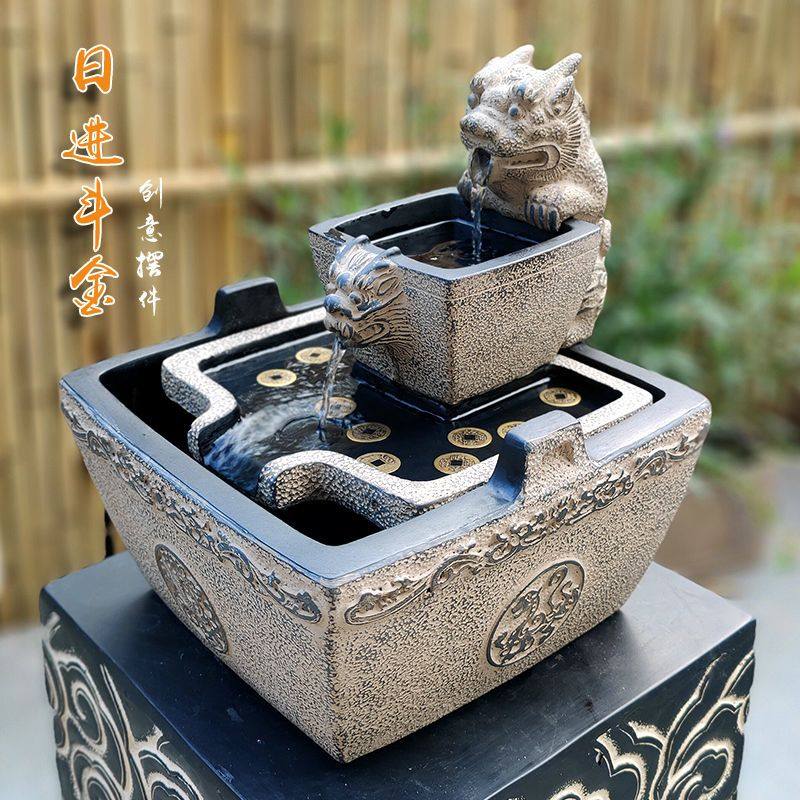 日进斗金摆件水循环家用客厅过道风水貔貅中式复古茶室办公室招财,家居饰品,流水摆件,淘宝优惠券,粉丝福利购,淘宝优惠卷