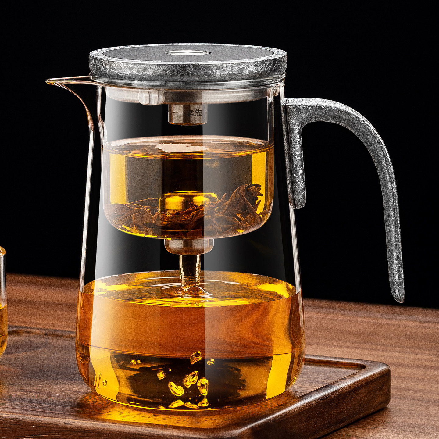 无杆磁吸飘逸杯泡茶壶茶水分离全玻璃内胆一键过滤泡茶杯家用茶具