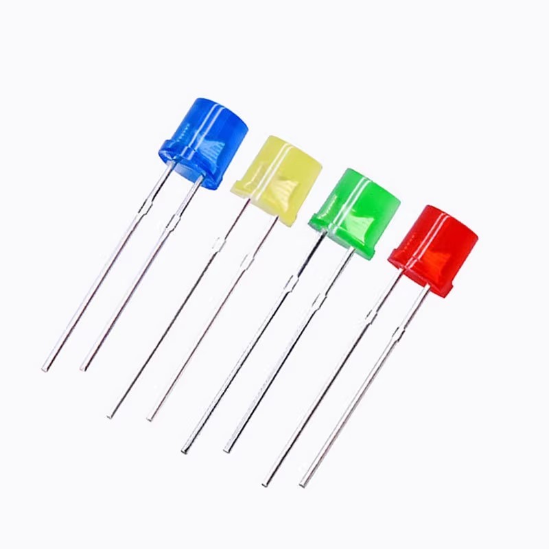现货F5平头蓝发蓝红发红绿发绿黄发黄led灯珠 直插LED发光二极管