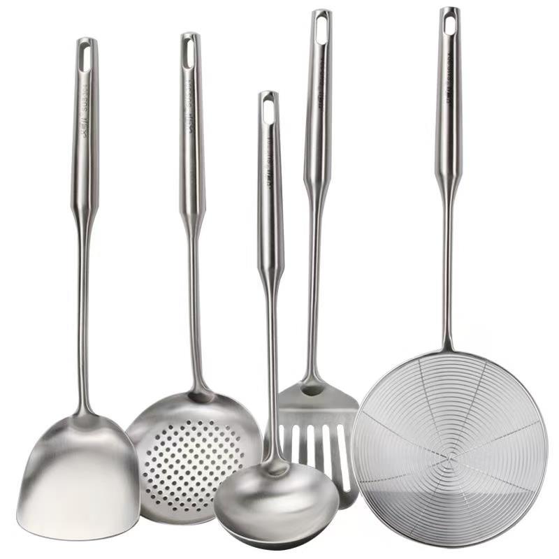 304不锈钢厨具锅铲套装全套家用厨房用具五件套炒菜铲子铲勺一体