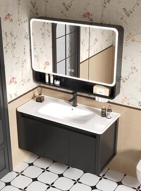 75cm浴室柜黑色加厚太空铝陶瓷一体盆洗脸盆65厘米85公分洗漱脸池