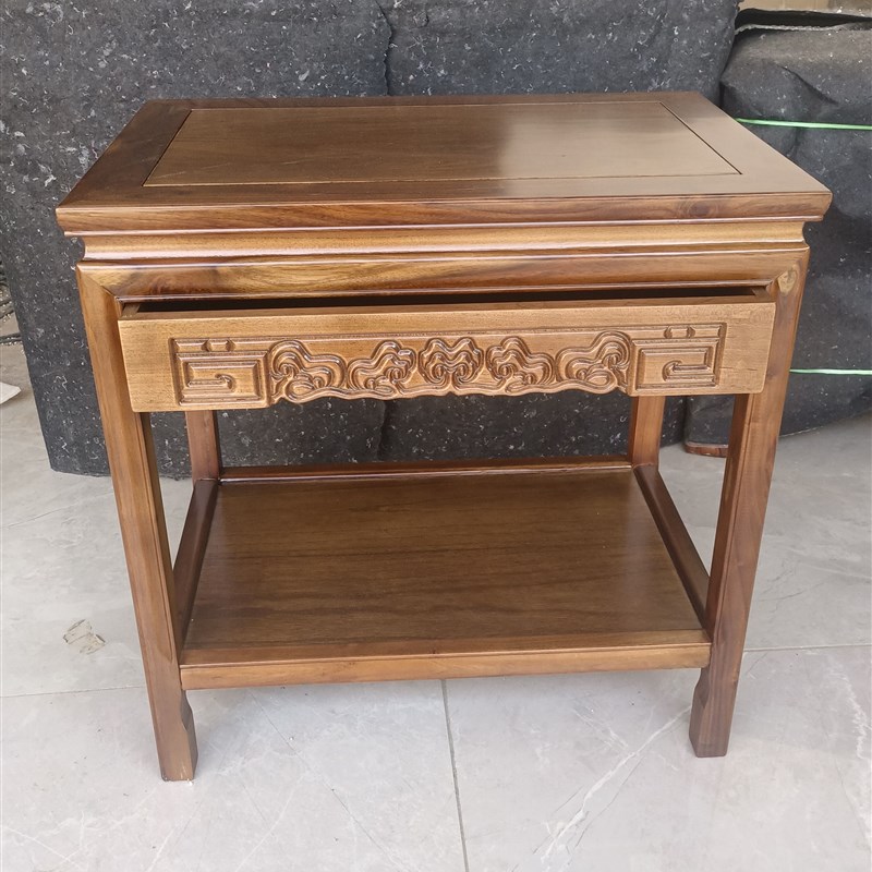 老榆木边几带抽屉实木条几中式客厅简约茶桌原木花架鱼缸盆景桌子