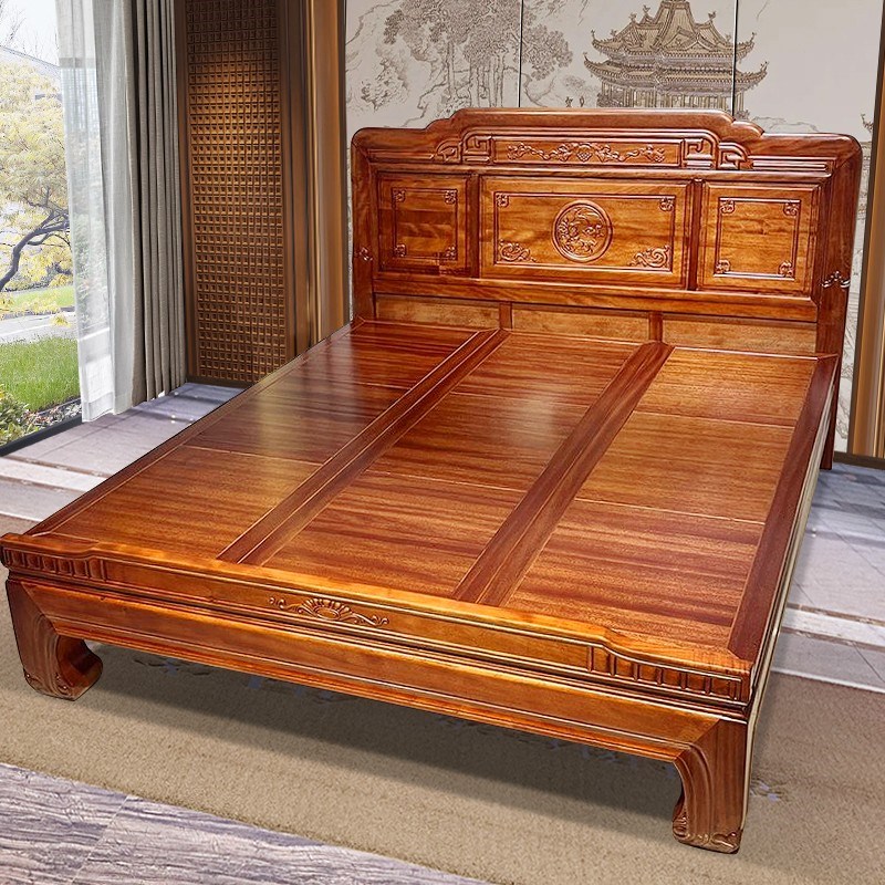 全榫卯工艺金花梨木实木床明清古典1.8m双人雕花床主卧中式仿古床