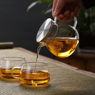 极简耐热玻璃泡茶壶凉水壶带过滤网茶具被子套装 日式 家用冷水壶