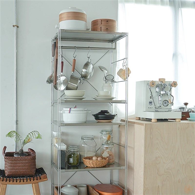 日式不锈钢厨房落地置物架多功能空气炸锅微波炉烤箱靠墙收纳架子,厨房/烹饪用具,微波炉置物架,淘宝优惠券,粉丝福利购,淘宝优惠卷