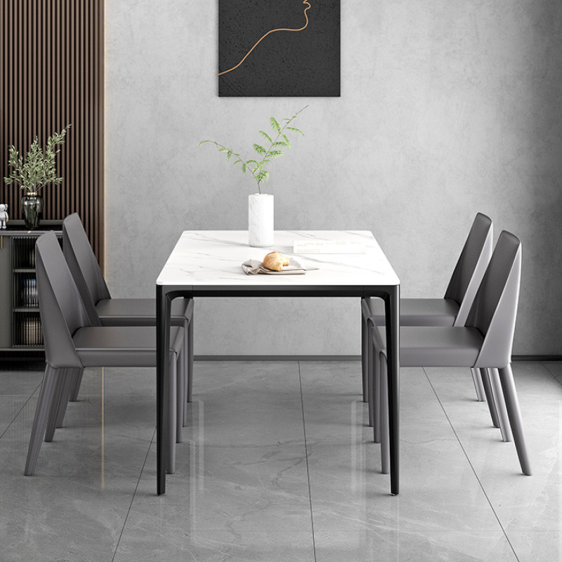 家用岩板餐桌意式铝合金桌椅组合小户型长方形饭桌餐厅奶油风桌子,住宅家具,岩板餐桌,淘宝优惠券,粉丝福利购,淘宝优惠卷