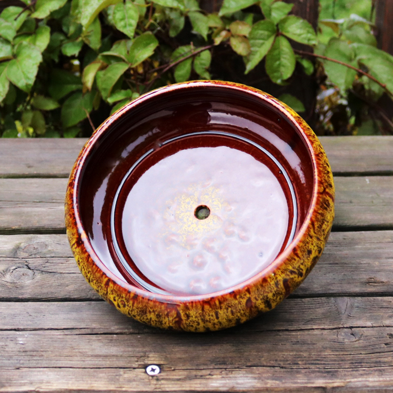 佳信窑变大号有孔陶瓷多肉植物花盆复古无孔陶瓷水仙绿萝水培花盆