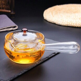 木把玻璃煮茶壶功夫茶具纯手工侧把耐热高温蒸茶器电陶炉加热