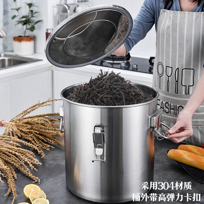 304不锈钢茶叶罐大容量密封茶叶桶陈皮储存茶罐小号大号放茶叶的