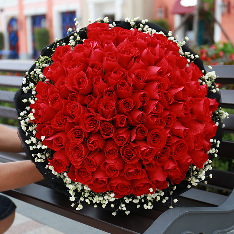 七夕情人节生日鲜花99朵红玫瑰花束送花上门全国北京同城鲜花速递