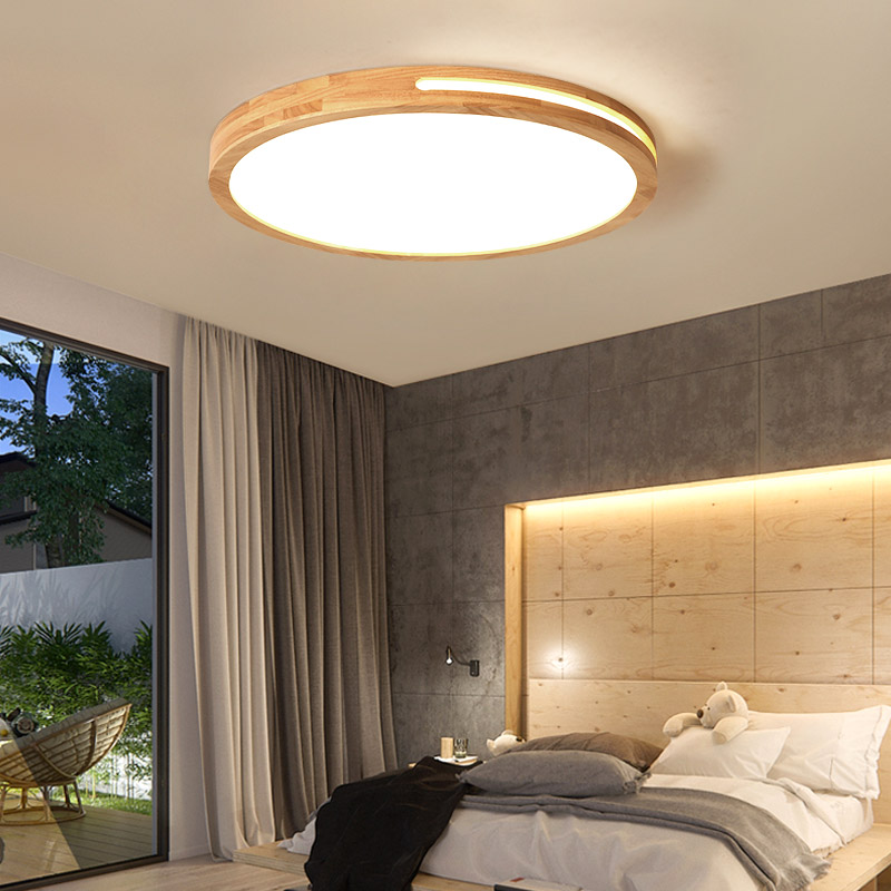 北欧吸顶灯简约现代客厅书房卧室灯家用创意温馨房间实木日式灯具