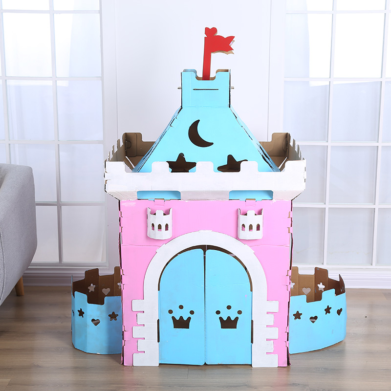 曼嘻嘻 纸房子儿童diy手工制作幼儿园纸板屋城堡纸箱纸壳拼装玩具