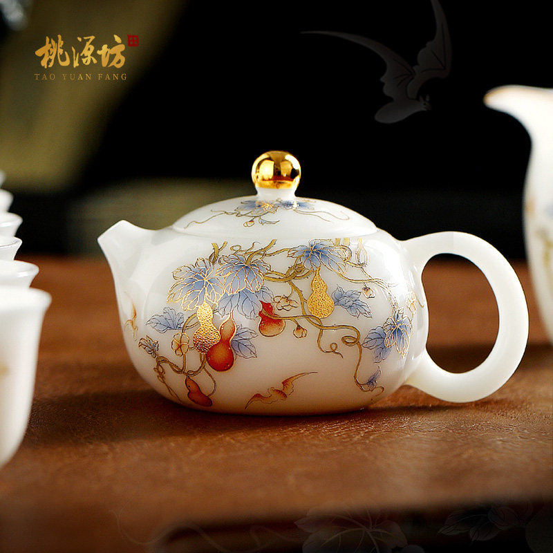 桃源坊冰种璞玉白瓷西施壶茶壶