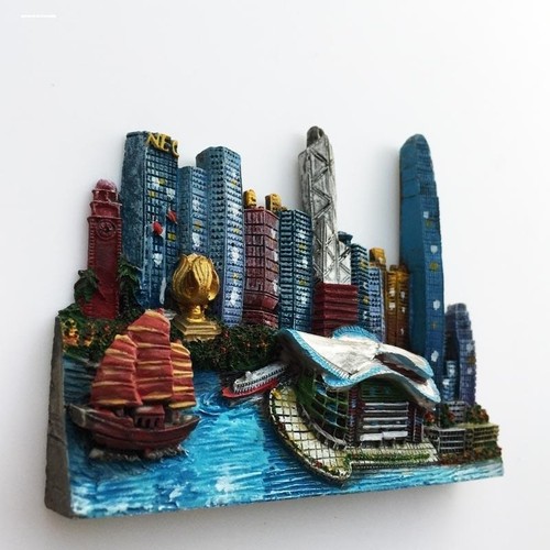 香港创意旅游纪念磁性冰箱贴 立体维多利亚港会展中心收藏伴手礼