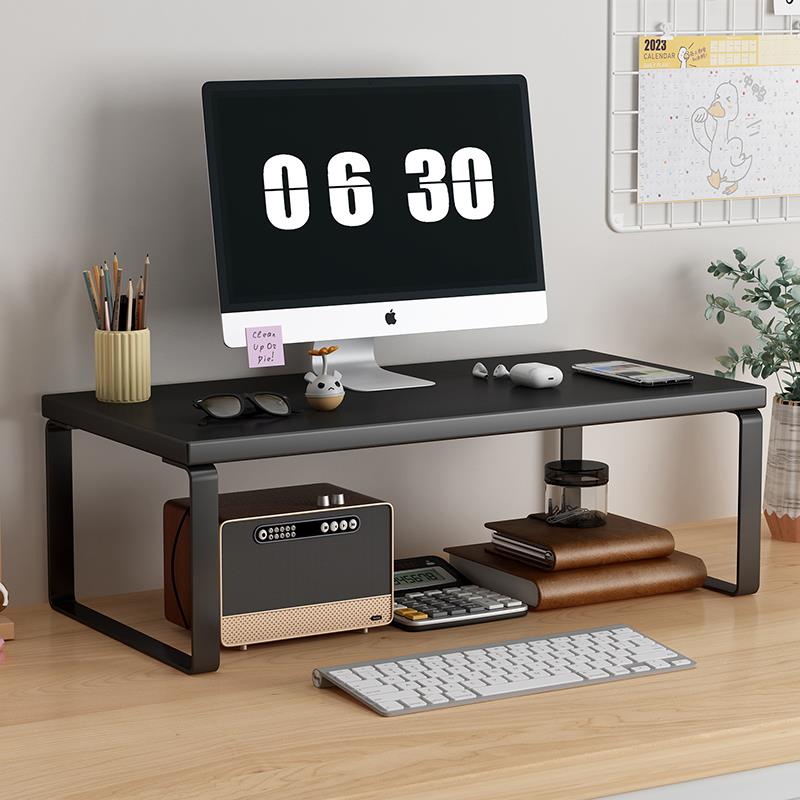 单层收纳置物架办公桌面收纳增高架笔记本电脑显示频增高支架加宽