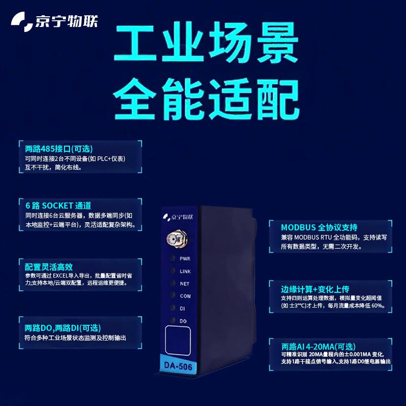 京宁4gdtu透传rs485串口通讯物联网MQTT边缘计算设备手机远程监控