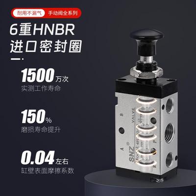 气动开关手动手拉4R210手转阀HV-02手板4H210气阀二位五通换向阀