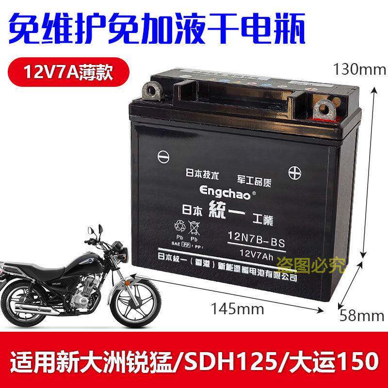 适用新大洲本田SDH125-53/56/58锐猛锐彪锋朗机车电瓶12v7电池