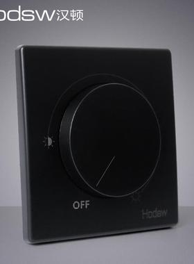 LED灯调光开关500瓦可控硅明暗亮度旋钮无极调光器磨砂黑色汉顿86