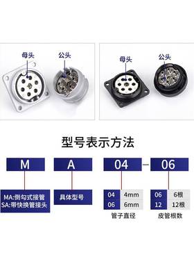 气动多股气管气路连接器航空插头多管对接快速接头DMK6-04DM12-06