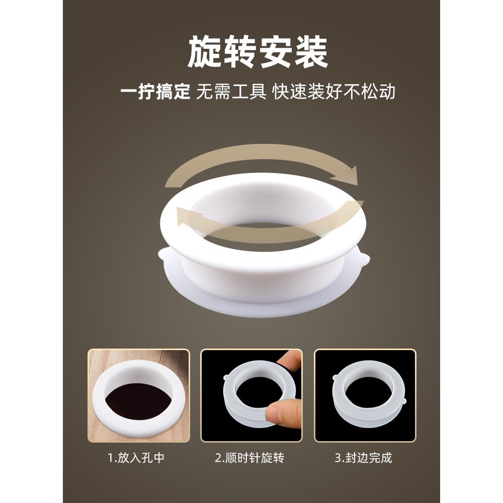 双面橱柜开孔封边圈孔洞装饰盖柜子开孔装饰圈50穿线孔盖下水圈