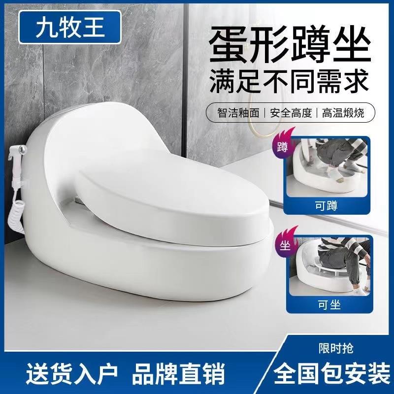 小户型蛋形蹲坐两用马桶一体式改蹲便器台式双用免挖坑免砌台蹲坑