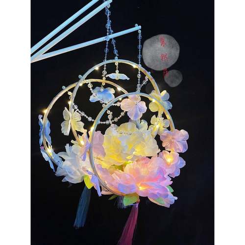 古风汉服手提超仙气羽毛道具摄影灯荷花灯河灯成品走秀手持昙花灯