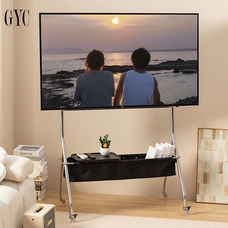 GYC复刻溜溜电视移动支架带轮复古落地式客厅电视机架柜40-80寸