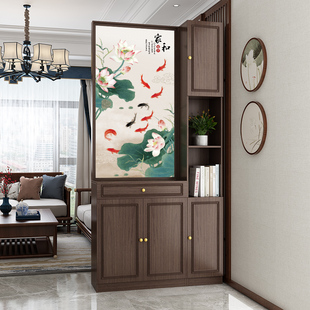 新款 饰柜 新中式 屏风隔断入户遮挡玄关客厅柜子实木简约现代双面装