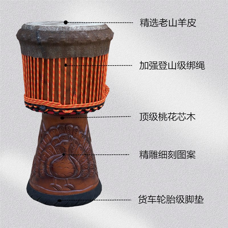 非洲鼓大师手鼓m高端彷古超厚演奏丽江古典羊皮鼓