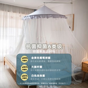 家用卧室防尘吊挂圆顶带支架高级公主风 蚊帐加大拼接大床新款